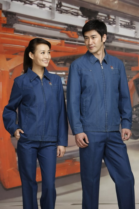 工服定制 耐磨工作服男女士 深藍(lán)色長(zhǎng)袖工作服